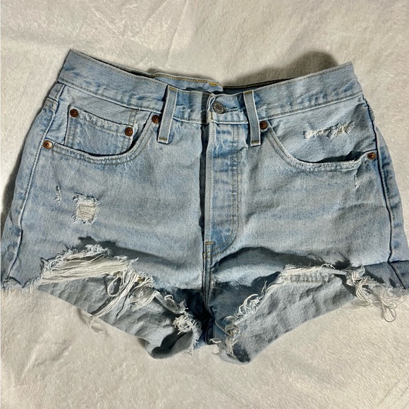 Levi's Black and Light Blue Denim Cutoffs - Picture 2 of 3